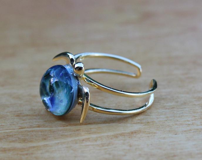 Akoni Double Band Adjustable Ring - goth18